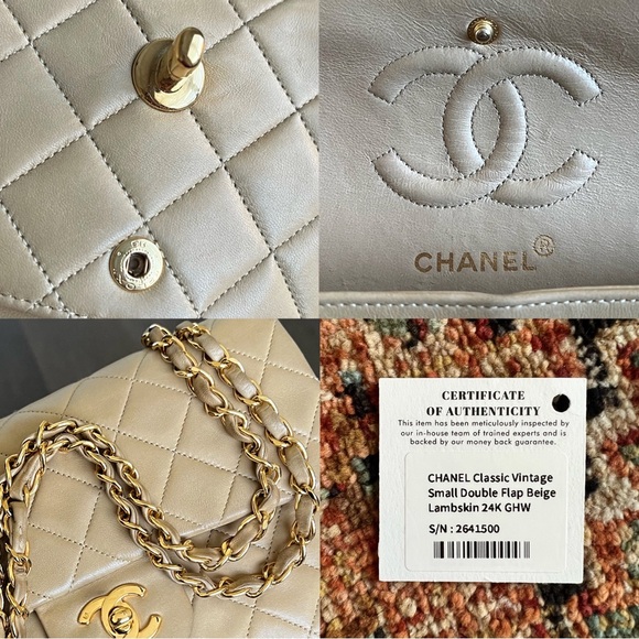 Chanel Classic Vintage Small Beige Double Flap Bag - Picture 10 of 11